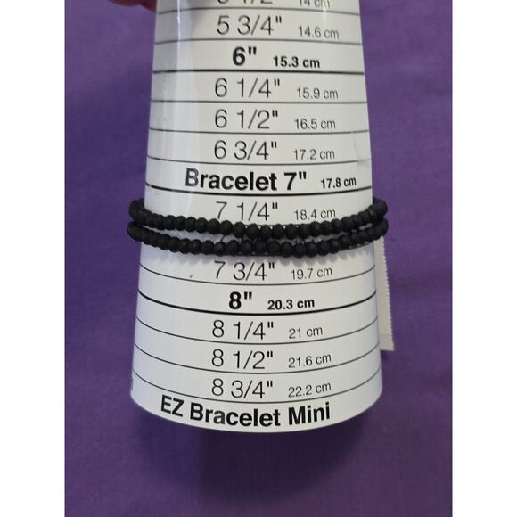 Express Signed Set Of 2 Stretch Bracelets Matte Black Faceted Beads New - Picture 6 of 7